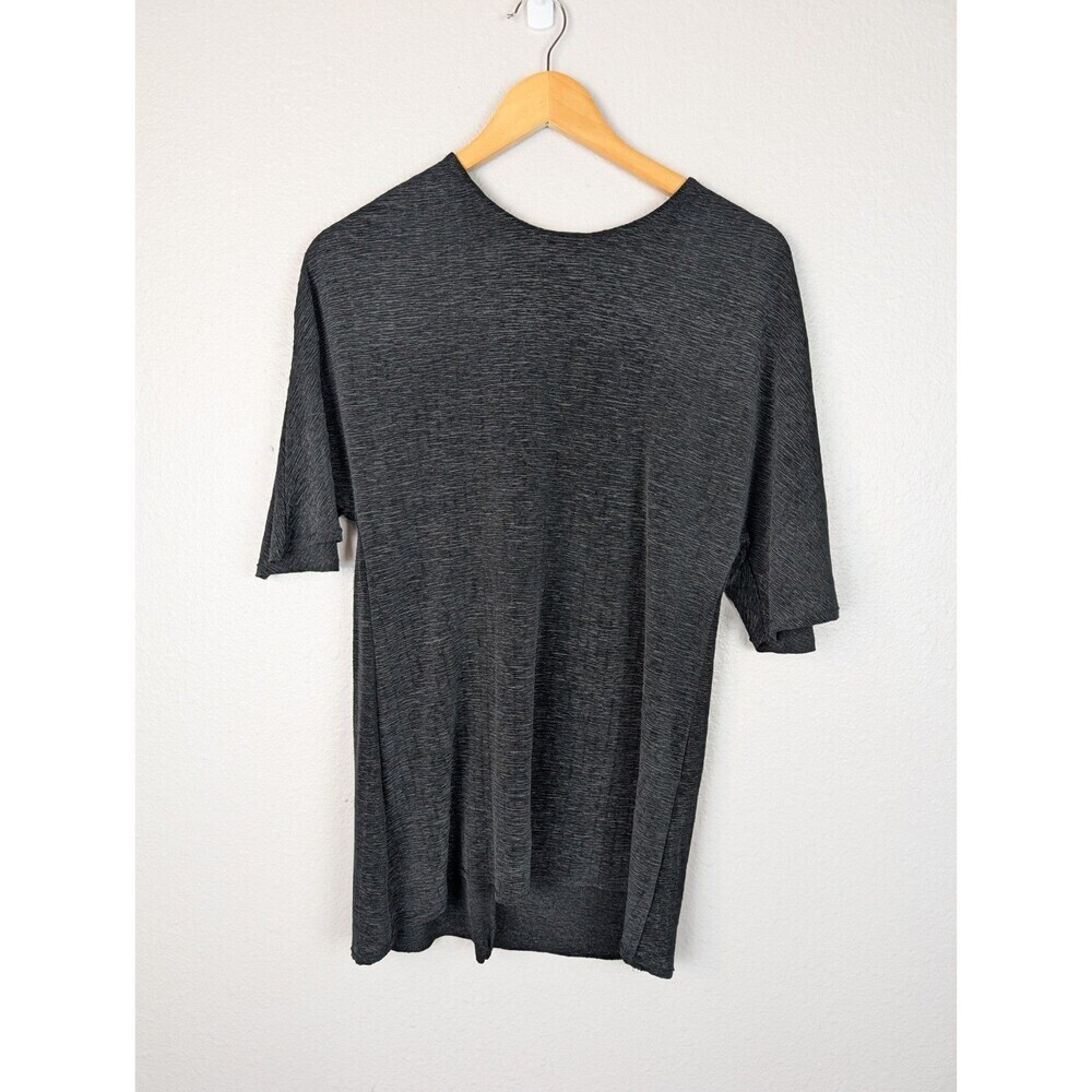 Zara Ribbed Top Blouse Short Sleeve With Zipper Details Black Size M 138